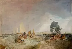 透纳：你比世界更真实_暴风雪 : 尽管如此，当一八四二年，《暴风雪》在英国绘画权威——皇家艺廊学院展出时，评论家还是将这幅画称为“肥皂泡沫和白灰水”，嘲笑透纳是“老糊涂”。由于画家透纳大胆地以抽象手法表现船的形式，他自由的运用色彩，成功的表现…