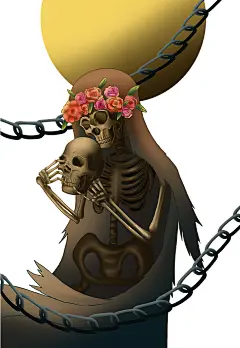 万圣手绘卡通鬼屋骷髅人死神人物插画