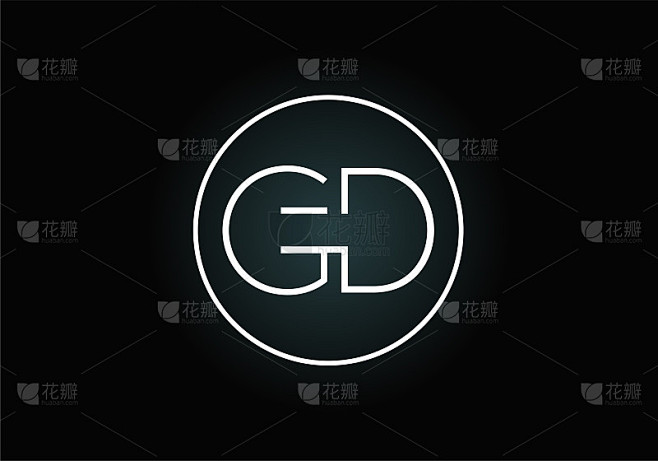首字母GD标志与创意现代商业印刷矢量模板。创意抽象字母GD