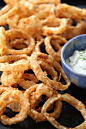 Crispy Onion Rings with Blue Cheese Sauce