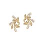 Gold Tone CZ Earrings with Spiral Effect