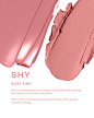 Photo by Patrick Ta Beauty on August 05, 2023. May be an image of one or more people, lipstick, makeup, poster, cosmetics, magazine and text that says 'SHY ROSY PINK Shy is sophisticated and elegant soft pink shade evoking the beauty of soft pink rose pet