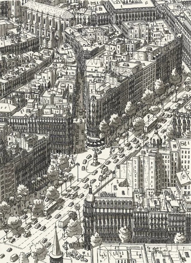 城市这座庞大机器的几乎每一个零件都表达了出来via荷兰插画师stefan