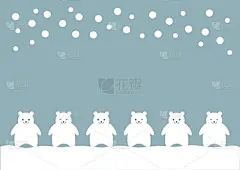 北极熊和雪的插画(天蓝色背景)