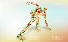 水果蔬菜增加能量创意海报  - 源文件下载【酷图网】能量,食物,蔬菜,果实,水果,创意,漫画,