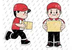 快递小哥卡通手绘插画  - 源文件下载【酷图网】卡通,漫画,手绘,logo,吉祥物,卡通吉祥物,卡通人物,人物,印花,卡通印花,印花图案,T恤图案,热转印,卡通快递,卡通快递员,快递公司,送快递,包裹,快递,快递员,送货员