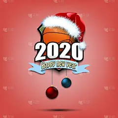 2020,篮球,新年前夕,圣诞帽,球体,十二月,季节,运动,玩具,冬天