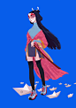 Character Design Challenge - Kabuki Theatre : Character design challenge not fully finished... Just in time.A Modern Kabuki Theatre Origami Witch ? Yes.