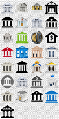 欧式罗马柱尖顶房子银行图标png格式免抠元素透明底图片设计素材-淘宝网