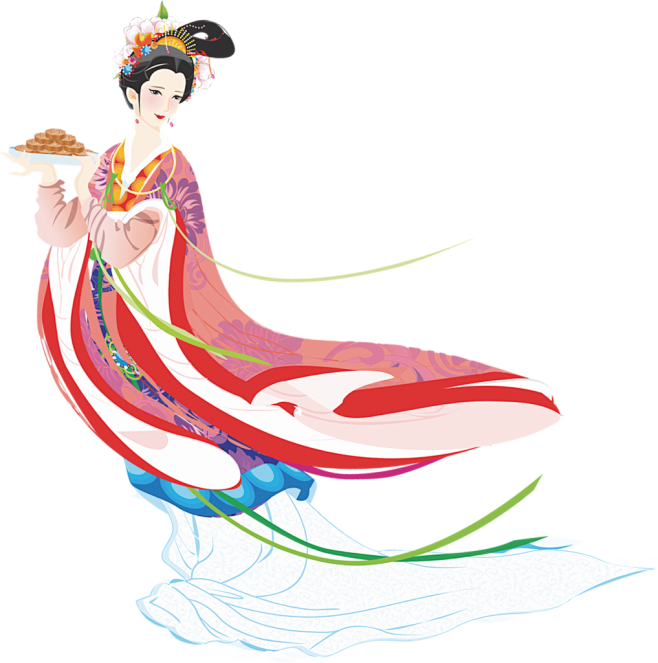 经典嫦娥形象，无背景，带透明通道，中秋主...