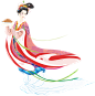 经典嫦娥形象，无背景，带透明通道，中秋主题，手端月饼。