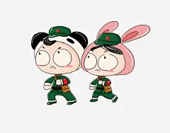 情侣_新图网 https://ixintu.com 卡通 手绘 奋斗 军装 插画