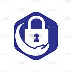 安全关怀向量标志设计模板。矢量插图的手标志和锁图标。