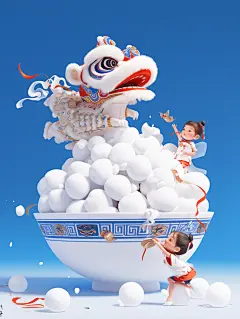 元宵节人物汤圆素材图