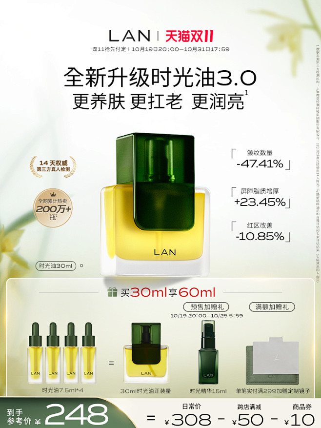【双11立即预定】LAN兰时光精华油3