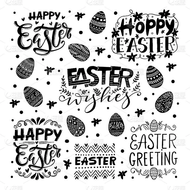 Easter vector illustration素材-花瓣网