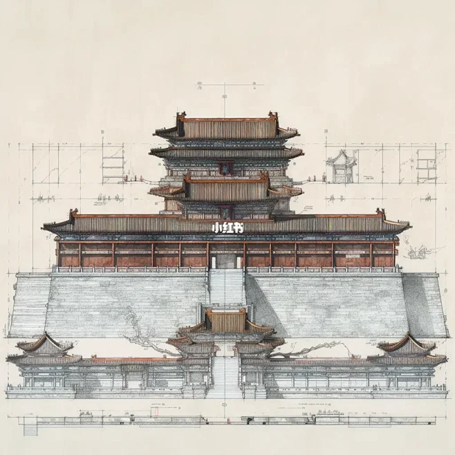 中国古建筑概念图图片_S-插画图片素材-花瓣网