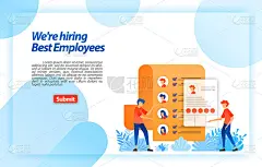 收集工人的个人资料或求职者的简历，以招聘最好的潜在员工。我们招聘。平面矢量插图的概念可以用于，登陆页