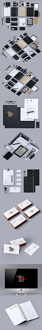 企业品牌视觉VI设计 企业 黑色 书籍 名片 LOGO 平面设计 欣赏 模板 样机 智能贴图 档案袋 苹果显示器