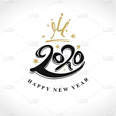 2020,新年前夕,模板,王冠,星形,矢量,式样,贺卡,品牌名称,节日