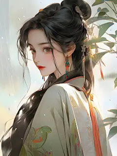 Midjourney / 古风人物插画 / 柔