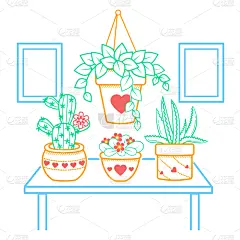 室内植物,住宅房间,可爱的,华丽的,纺织品,直的,壁纸,植物群,仙人掌,绘制