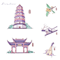 插画 城市建筑 【苏州】 - 小红书