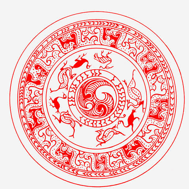 红色汉代花纹高清素材 圆形 对称图形 汉代花纹 汉朝文化 红色 美观 装饰 免抠png 设计图片 免费下载