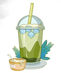 奶茶店抹茶奶盖星冰乐奶昔夏日美食插画