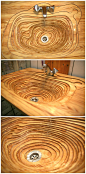 wood, topographically inspired bathroom sink.
