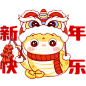 蛇年春节通用可爱感Q版描边插画