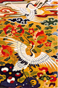 中国传统元素 刺绣 仙鹤 牡丹