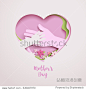 Concept mothers love or mother care motherhood with elements hands, flowers and shapes in the frame heart. Happy Mothers day greeting card in paper cut style in pink colors