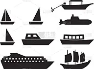 船和船的图标在简单的风格，矢量