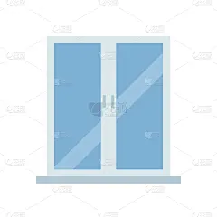 极简构图,办公室,平坦的,玻璃,窗户,绘画插图,对称,背景分离,立体图像,边框