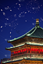 西安,夜晚,钟楼,焰火,在上面,特写,陕西省,建筑,远古的,著名景点
