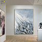 北欧现代简约抽象挂画 客厅沙发背景墙装饰画原创抽象油画竖版画-淘宝网