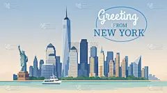 常规内容-建筑系列插画风纽约城市建筑