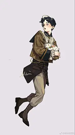 这可能包含：一幅怀抱猫的男人的图画