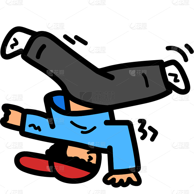 教育培训街舞地板动作创意插画贴纸