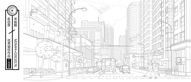 都市马路一览2同人都市马路线稿场景无头骑士异闻录4网络基础i班线稿