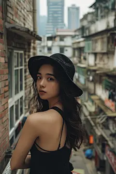 遥望远方漂亮女生背影