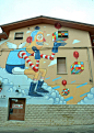 Street Art by Diego Della Posta - Inspiration Grid | Design Inspiration : Italian artist Diego Della Posta, aka Thoms, creates incredible large-scale murals full of irony and sarcasm. More street art via Behance