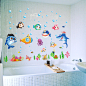 卡通防水儿童房幼儿园班级教室布置浴室卫生间游泳馆海洋鱼墙贴画-淘宝网