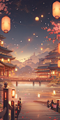 visualdesign_an_asian_style_scene_with_a_moon_and_lanterns_in_t_6ef9b163-5289-4f73-9b49-7f1ad7d7cf59