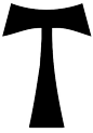 【十字架符号系列】T型十字架（Tau Cross） ——又叫圣安东尼十字架（Tau Cross），因埃及修士安东尼用以驱魔而得名，也叫强盗十字架，因为和耶稣一起吊死的强盗就是吊死在这种十字架上面。