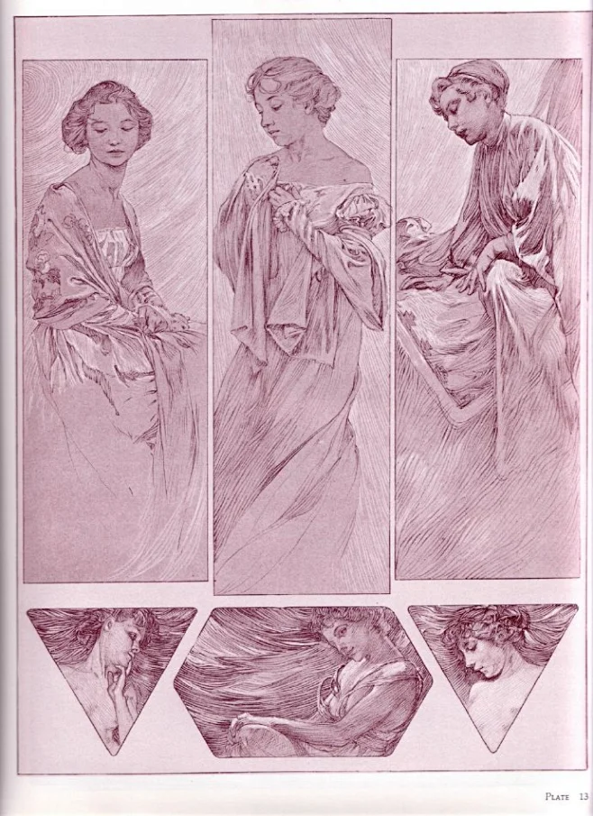穆夏（Alphonse Maria Mucha） 手稿图片_D插画--阿尔丰斯·穆夏及其相关图片素材-花瓣网