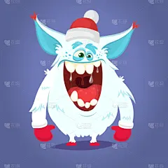 怪物,衣服,圣诞老人,卡通,幽默,可爱的,巨魔,小的,动物,站