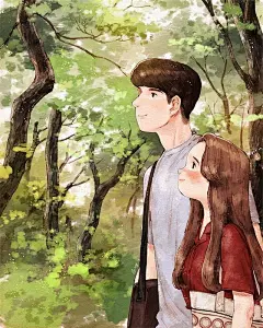 ins风韩系情侣插画壁纸，甜甜的恋爱插画集，韩国插画师暖心制作