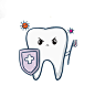 牙科医院宣传盾牌保卫牙齿口腔元素插画